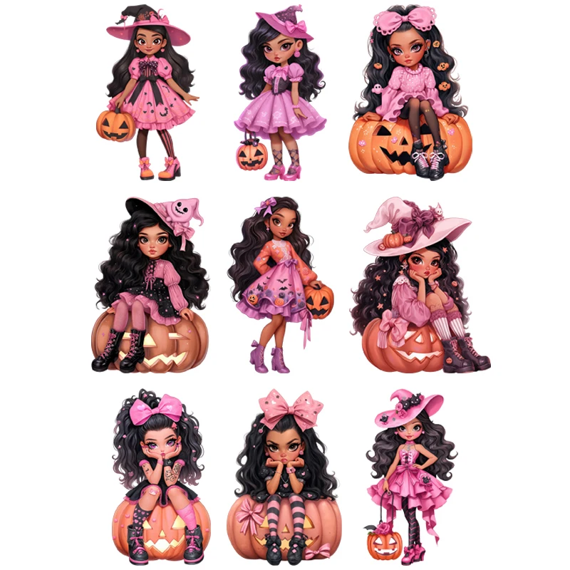 

Halloween Iron on Transfers for T-Shirts Heat Transfer Vinyl girl pumpkin Patches Sticker Ghost Iron on Decals Clothes DIY New