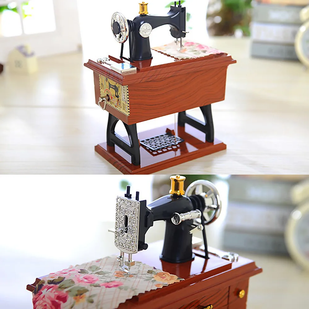 Music Box Sewing Machine Shape Decor Desktop Kids Mini Crea*tive