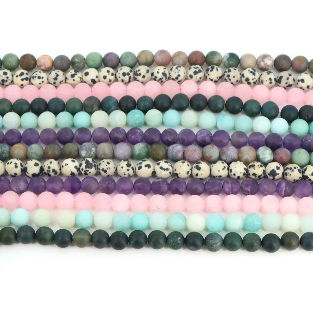 4/6/8/10mm Natural Stone Matte Color Amazonite Round Beads for Jewelry Making Perles Gem Loose Beads Diy Bracelet Necklace 15''