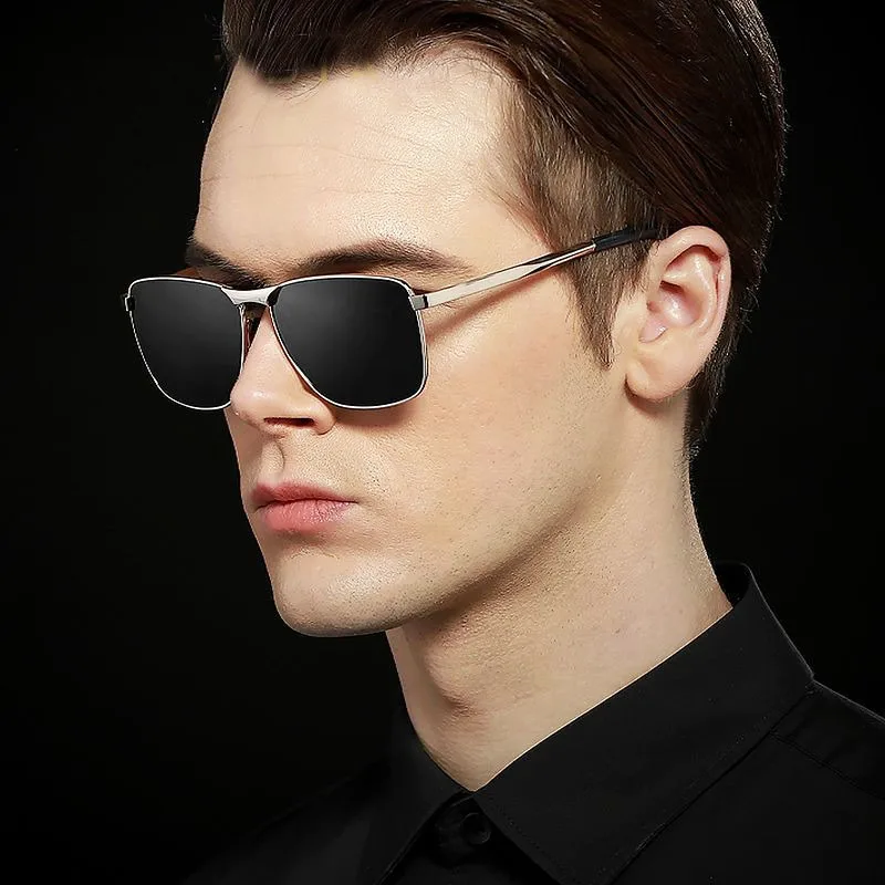 

Laserable Men'S Polarized Uv Protective Sunglasses Square Full Frame Gold Frame Sunglasses Outdoor Sport