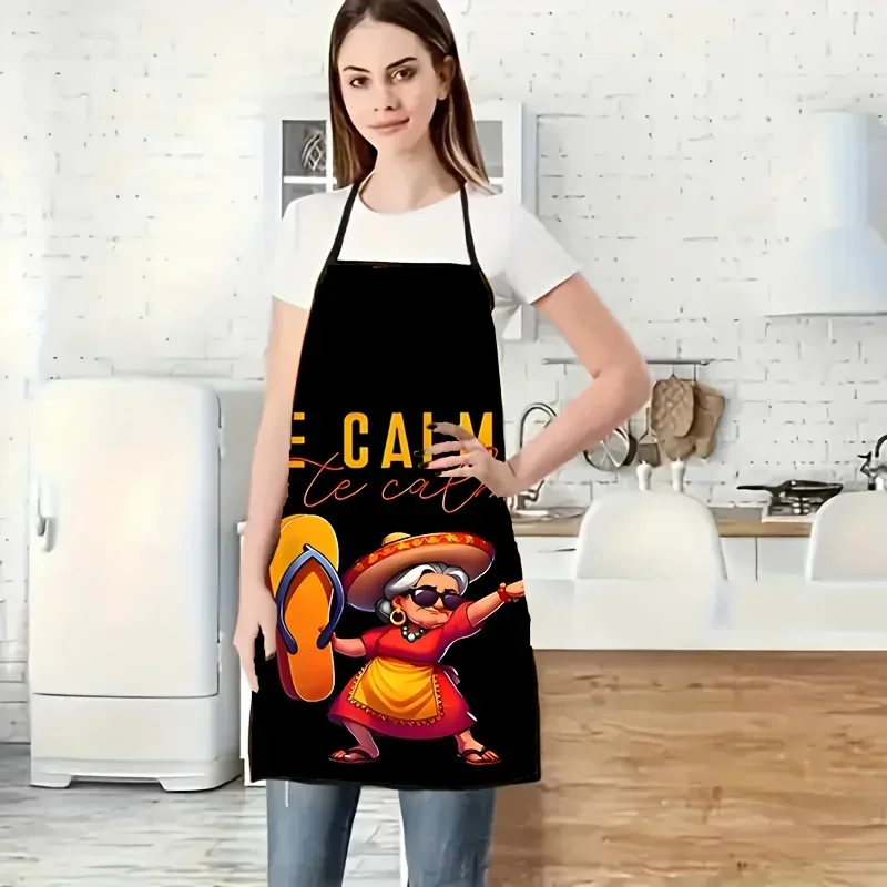 Vibrant Mexican Inspired Apron With Te Calmas Design Wide Strap Everyday Kitchen Fashion Everyday Apron