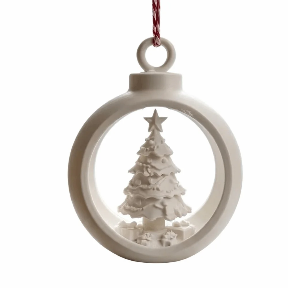 3D Printed Christmas Atmosphere Tray Hollow Ball Shaped Small Miniature Landscape Cute Lightweight Snow Scene Decoration