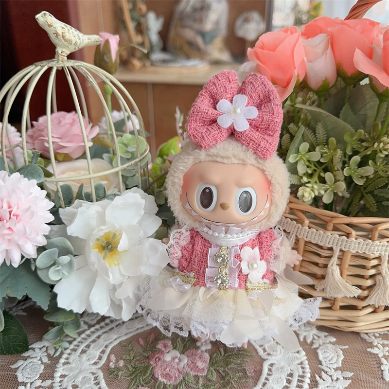 LABUBU clothes baby clothes 17 cm heart-wrenching macaron sitting in party Headdress + skirt suit（2 points）
