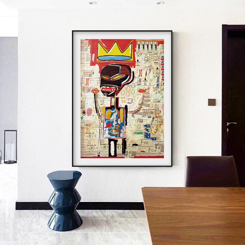 Moderne abstrakte Künstler Jean Michel Straße Graffiti Wand kunst Leinwand Malerei Poster Bild für Wohnzimmer Wohnkultur