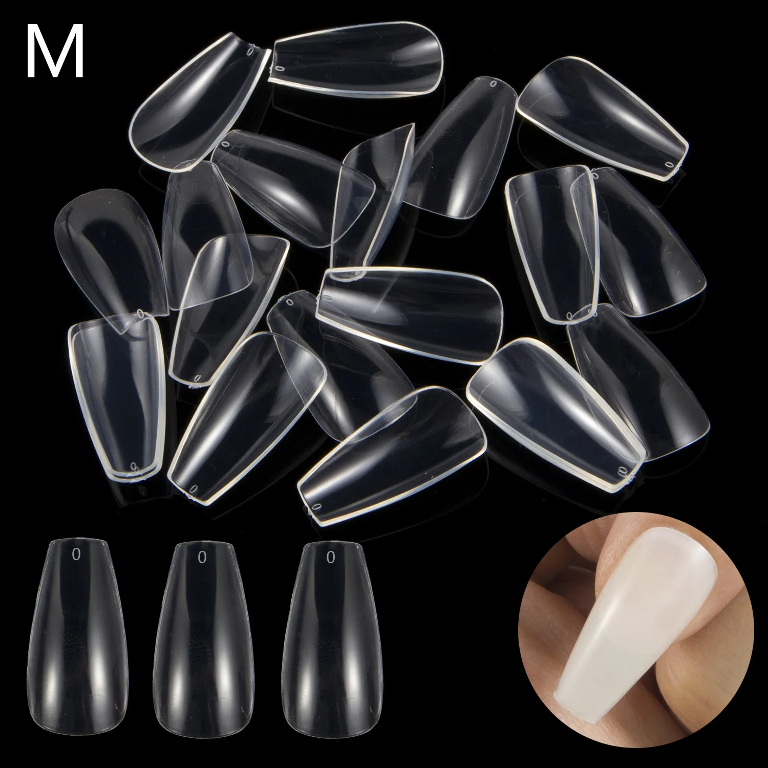 

500 Pieces Medium Ballerina Full Cover False Nail Tips Nail Manicure Fake Nail Art Design 10 Sizes Acrylic Nails