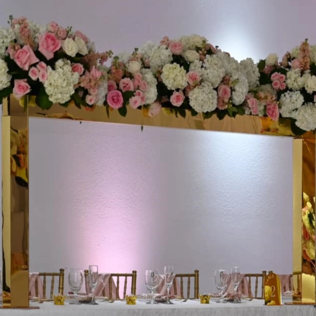 5pcs/3pcs)use for Square table Big Flower Decoration Stands gold mirror Floral Tall arch Centerpiece Stands For Wedding Table