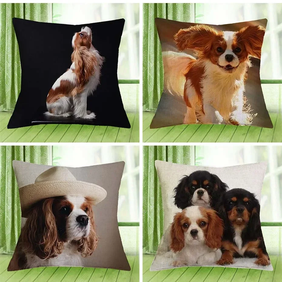 Cavalier King Charles Spaniel Printed Series Sofa Creative Cushion Cover Simple Pillowcase Home Decor Party