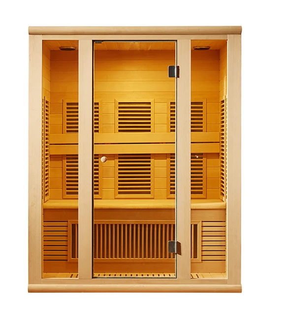 &c Modern Solid Wood Hemlock Infrared Sauna Cabin/Room with Computer Control Panel for Villa Use