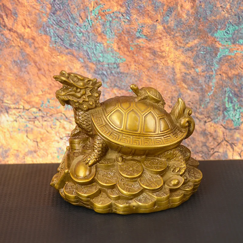 All-brass Golden Dragon , Office Entrance Decorative Turtle Figurine, Bronze Ornament