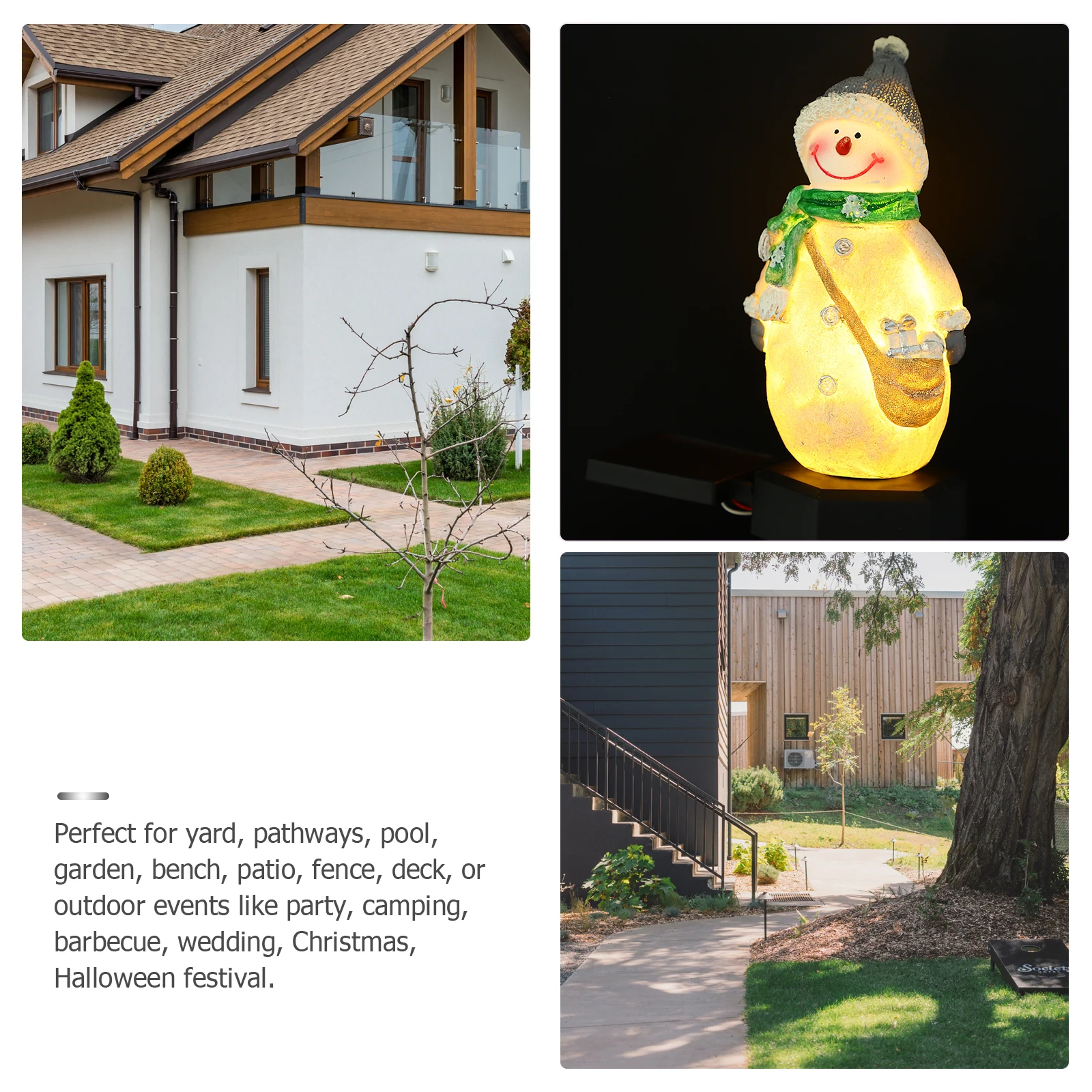 

2Pcs Snowman Shaped Solar Garden Lights Resin Outdoor Stake Lawn Light Christmas Decor Durable Material Warm Atmosphere