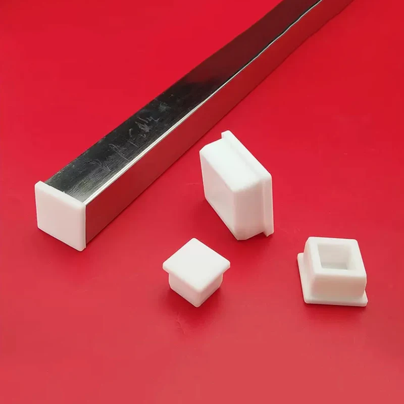 1-10Pcs White Square With Hole Silicone Rubber End Cap T-Plug Tube Box Part Insert Sealing Plug Square Tube Shielding Plug