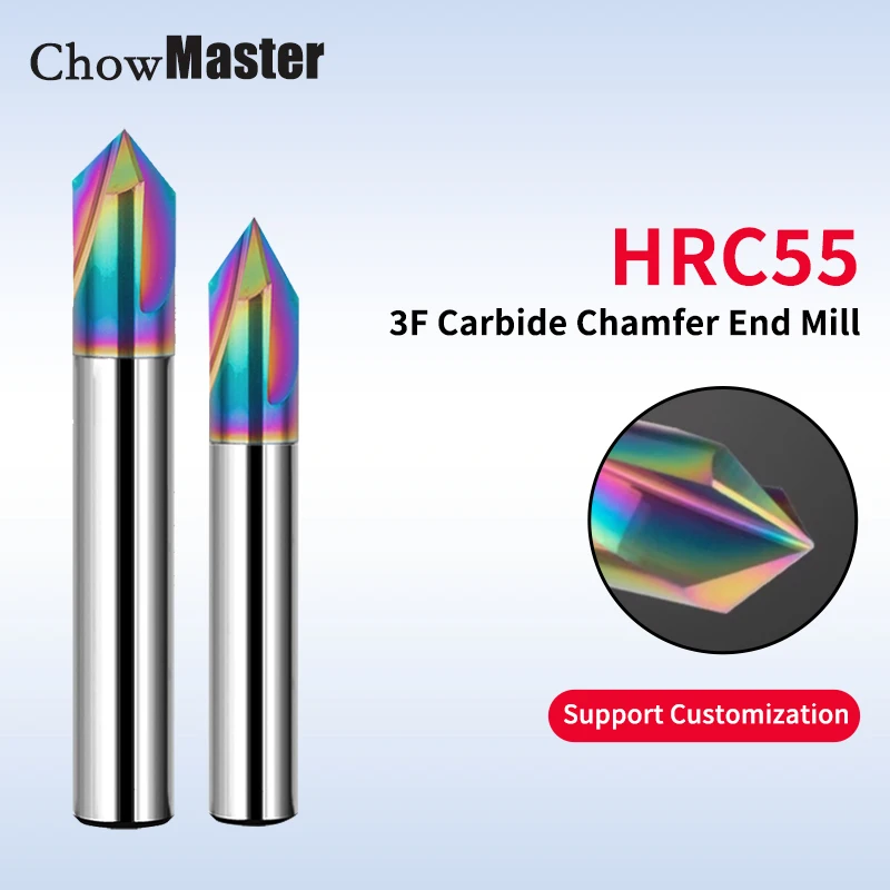 

Chamfer Milling Cutter 3F Carbide Corner Countersink Chamfering Mill Deburring Edges V Grove Router 60 90 120 Degree 3 Flutes