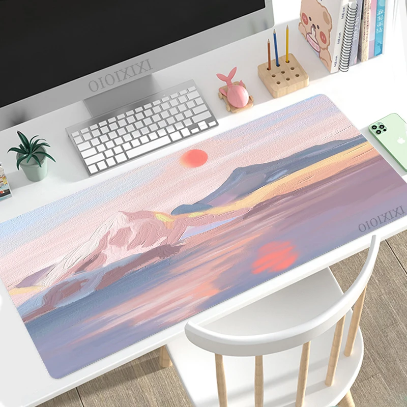 Mauspad Spieler niedlich ästhetisch kawaii Ölgemälde xl große Computer Mouse pad xxl rutsch feste Büro teppich Desktop-Mauspad