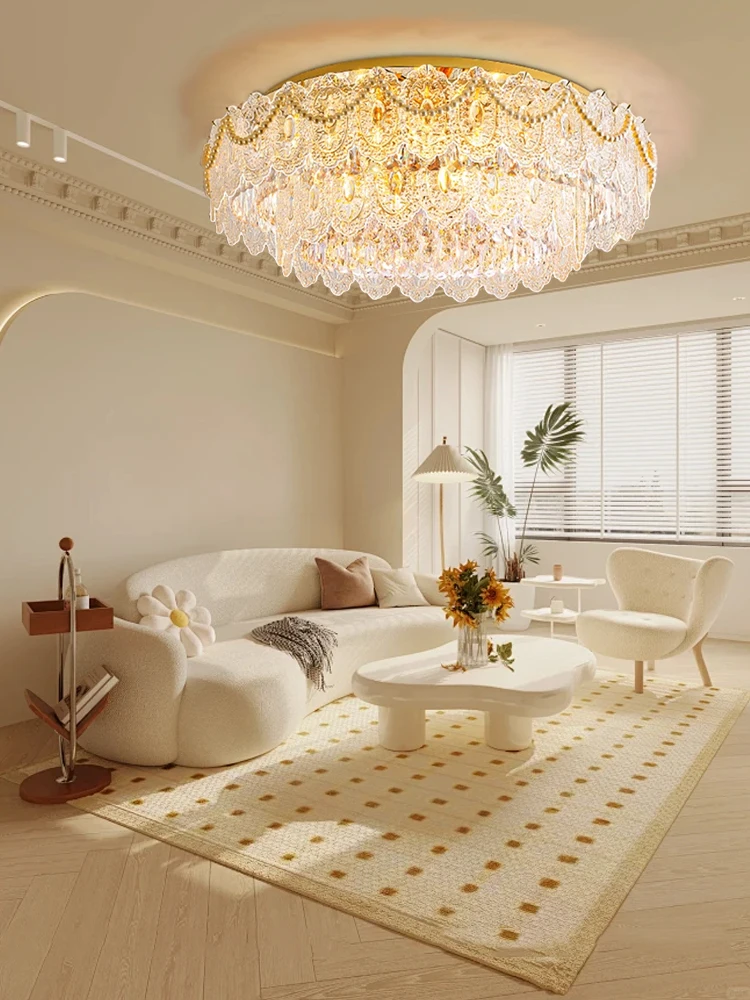 Modern Classic Crystal Ceiling Chandelier with Glass Pearl Pendant Gold Lamparas Living Room Bedroom Decor Lighting 2024