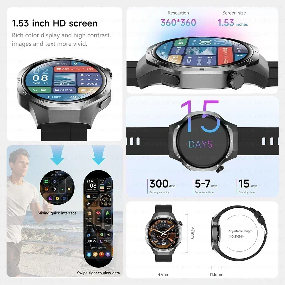 2025 Nieuwe Voor Huawei GT 5 Pro Max Smart Horloge AMOLED Scherm Mannen GPS Track Kompas Hoogtemeter Waterdichte Bluetooth Oproep smart watch