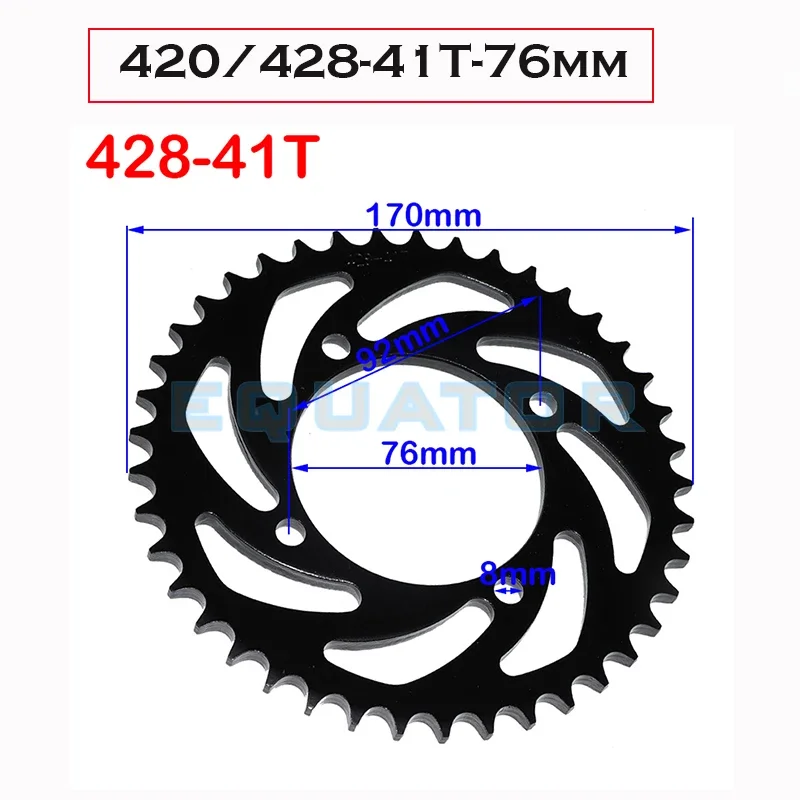 Motorcycle 76mm 420 428 - 41T rear chain sprocket gear wheel plate for 110cc-160cc YCF SDG Thumpstar atv quads pit dirt bikes