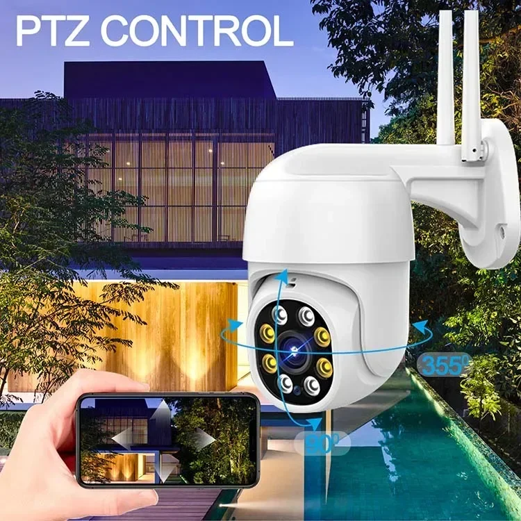 

Rscamtom 8CH CCTV WIFI Kit Camera Set Two Way Audio Motion Detection 360 Degree Colorful Night Vision PTZ CCTV System Wireless
