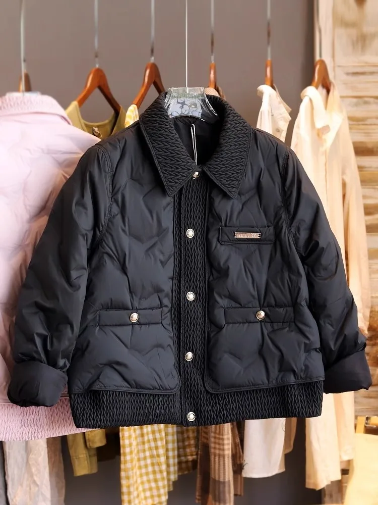 فريد الوردي طوق القطن Jaet الرجال النساء Faionable Agel الخريف الشتاء معطف الكورية Sle فضفاضة تناسب طويلة Sve