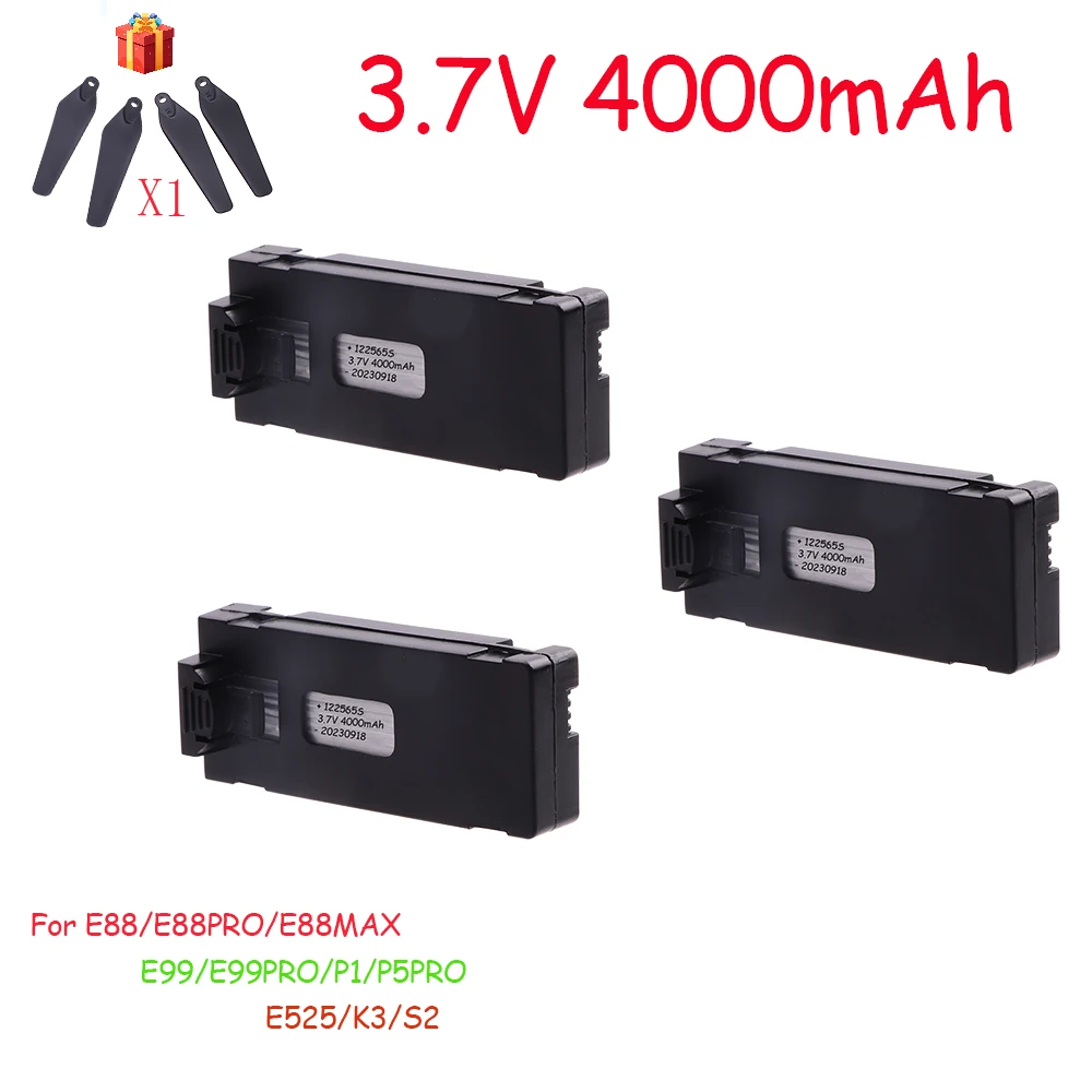 3.7V 4000Mah RC Drone Battery Accessory For E88 E88PRO E99 K3 Ls-E525 E525 PRO Mini Uav Drone Battery Special Battery Rc Parts