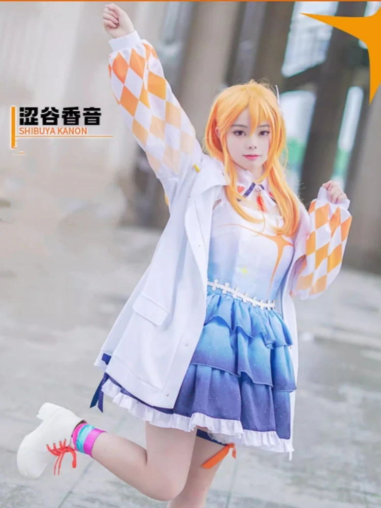 Lovelive Liella! Anime Shibuya Kanon/Arashi Chisato/Tang KeKe Cosplay Costume Coat Dress Women Halloween Role Play Clothes