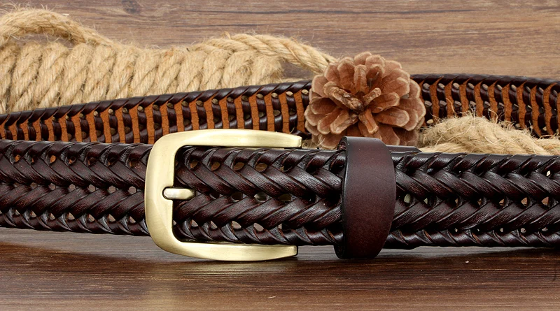 Männer Und Frauen Gürtel Aus Echtem Leder Weibliche Luxus Strap Gürtel Kummerbund Gewebt Gestrickte Qualität Hohe Jeans Hosen Zubehör – Detail 13