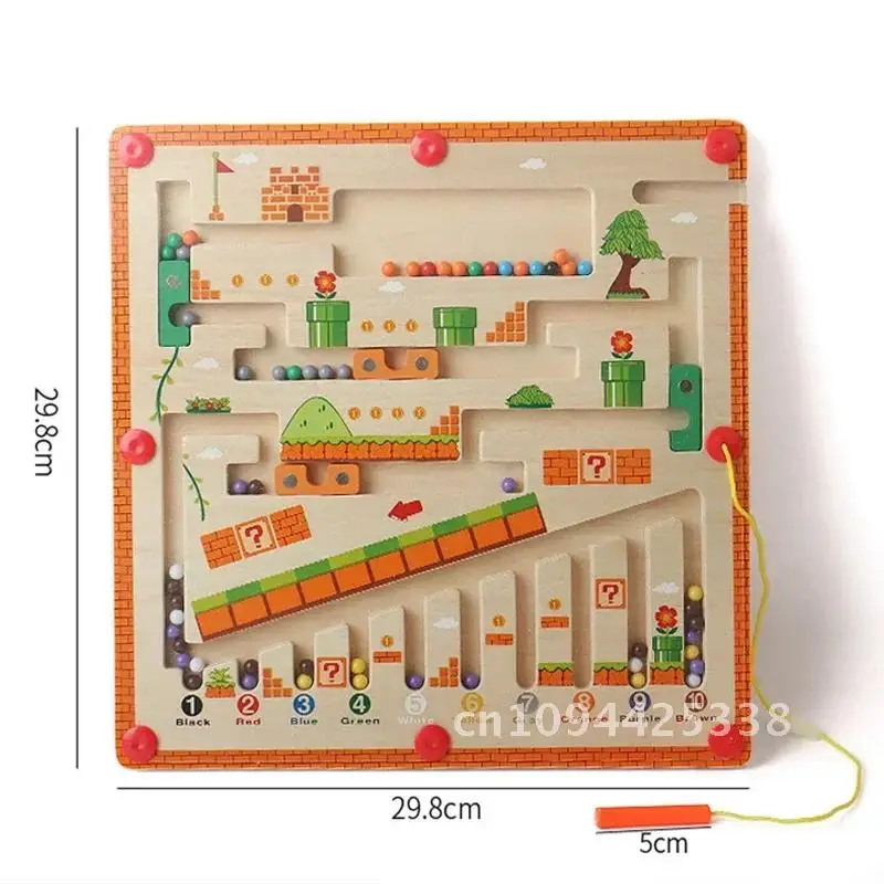 Cor magnética de madeira e número labirinto aprendizagem educação brinquedos correspondência de cores montessori brinquedos de madeira para crianças presente