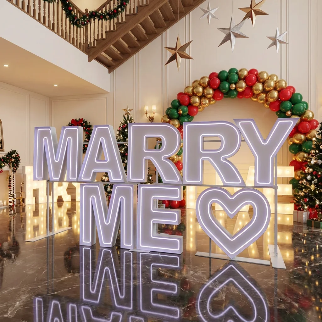 MARRY ME Metal RGB LED Neon Signage 3ft 4ft 5ft Marquee Letters Number Lights For Wedding Prom Party Supplies Event Rental Decor