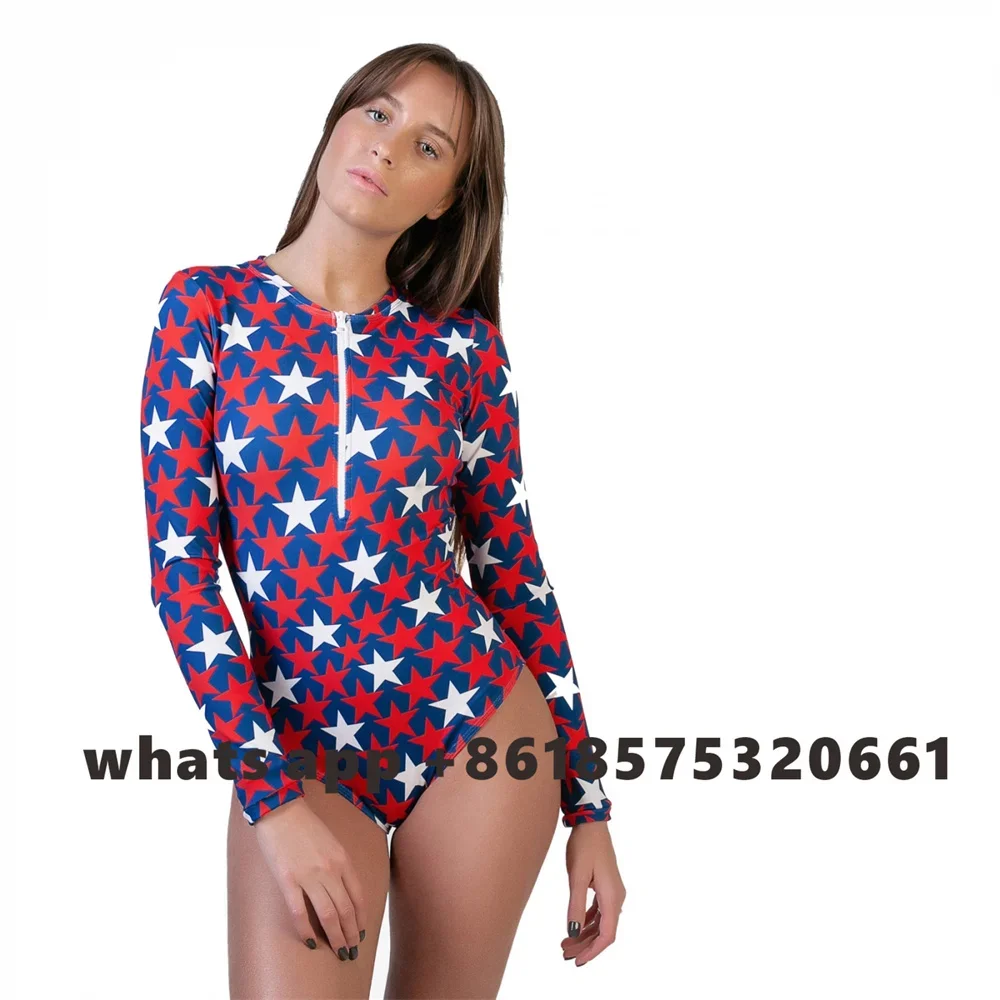 

WAVE HARMONY Surf swimwear Sexy LADIES Swimsuit Long Sleeve Front zipper Sun Protection One-piece Women Bathing Suits Beach Surf