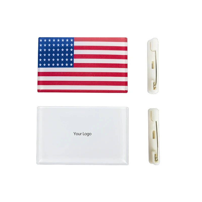 10pcs Brooch Sublimation DIY White Blank Acylic Rectangle Circle Shaped Transparent Name Tag
