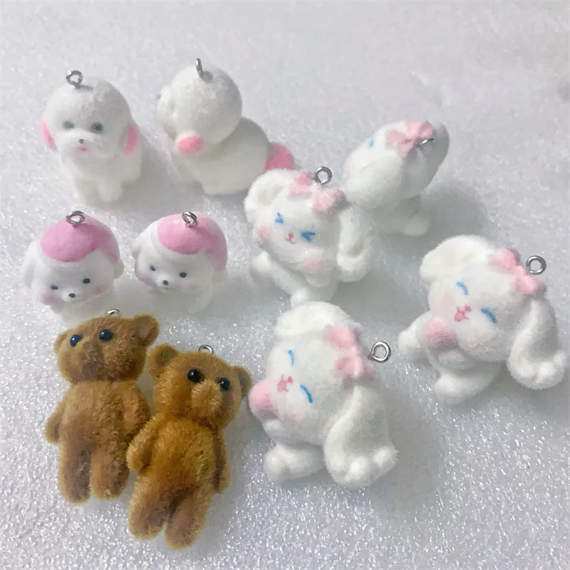 Wholesale 20pcs/lot cartoon animals dogs/bears shape resin dolls beads charms diy jewelry keychain pendant accessory