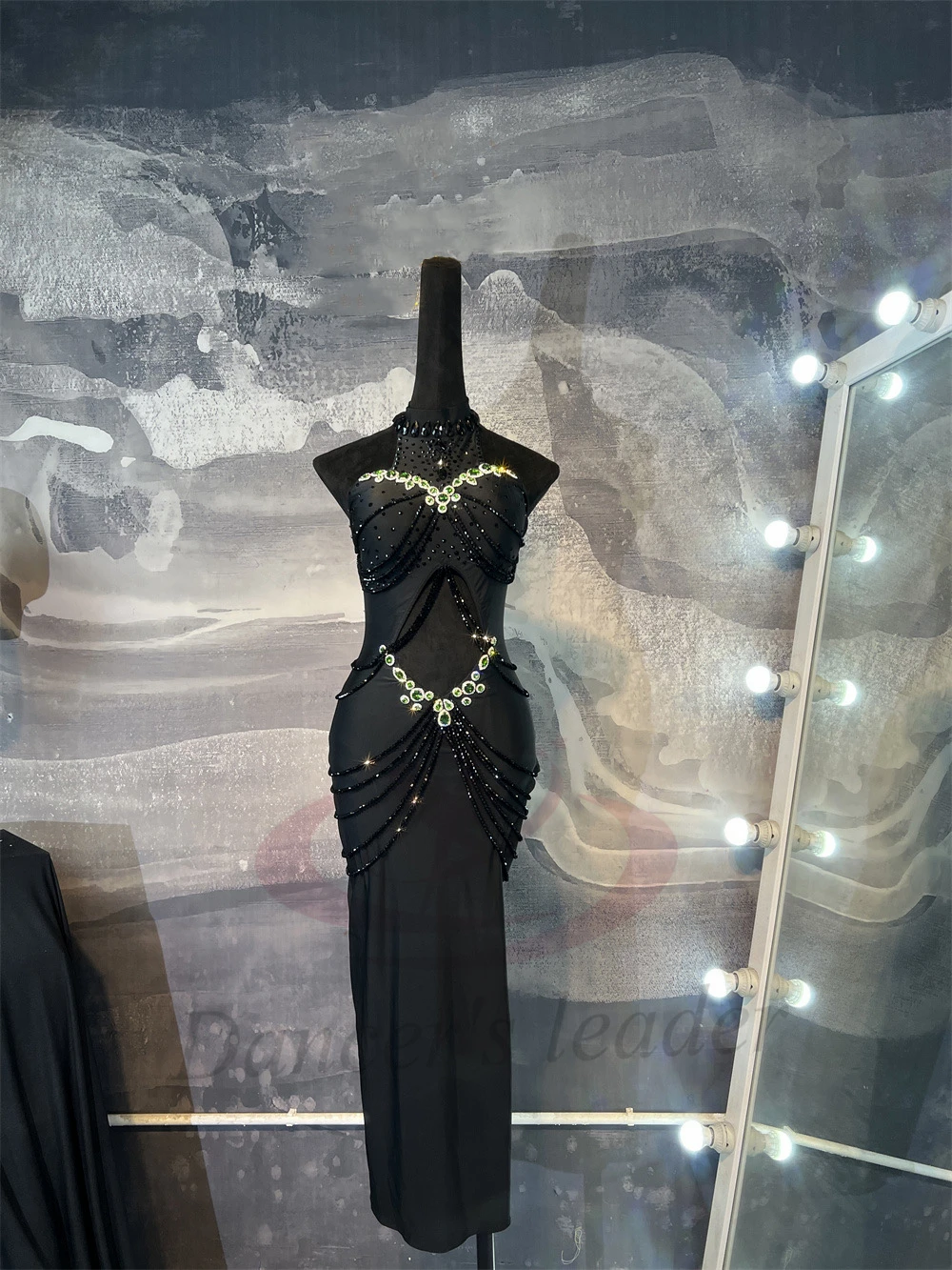 

Платье для латинских танцев для взрослых и детей, высококачественный костюм с цепочкой и цветком из камня AB, женская одежда для ча-ча-танго