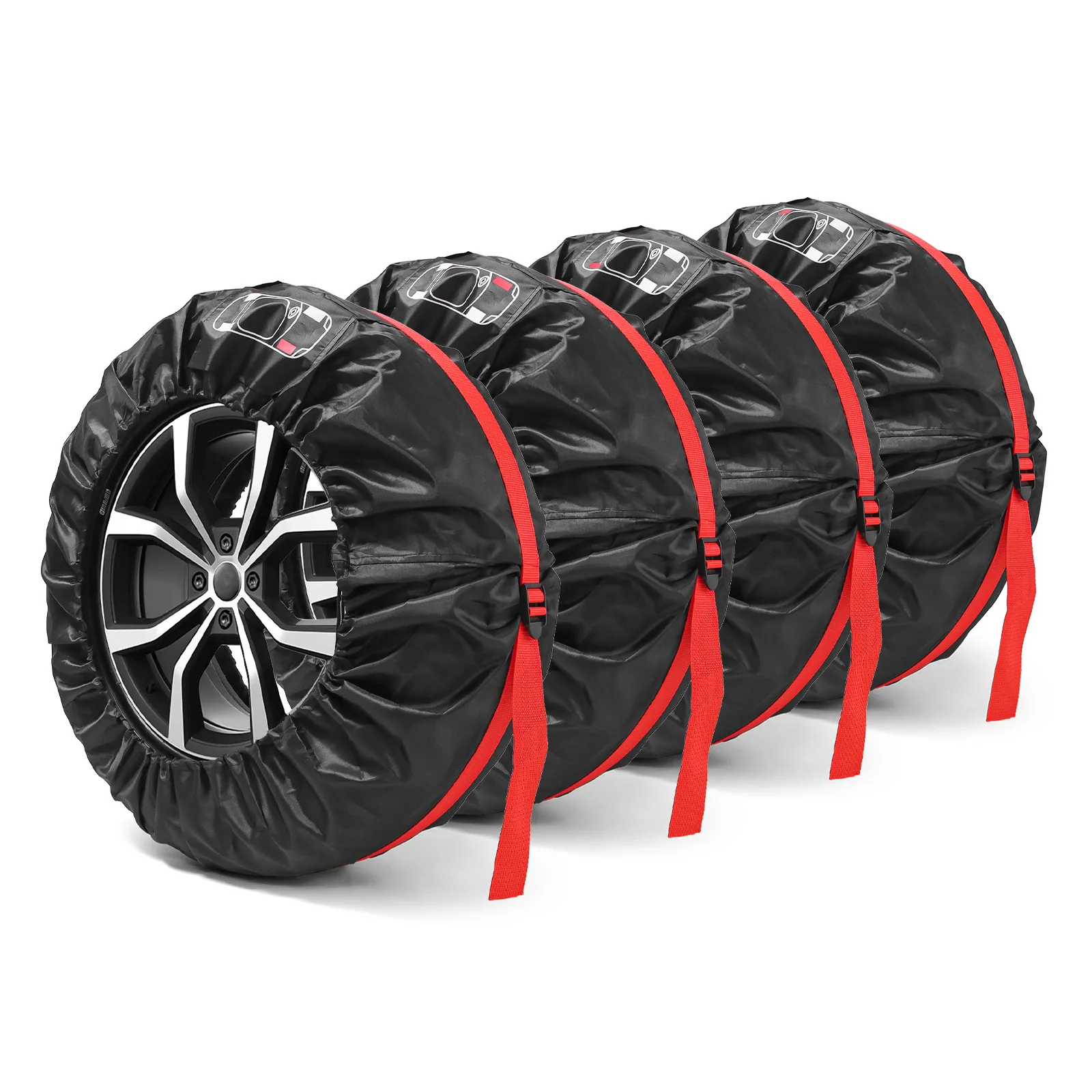 4PCS Universal Car Spare Tire Covers Case Tires Storage Bags Auto Wheel Tires Storage Bags Vehicle Tyre Waterproof Polyester Bag