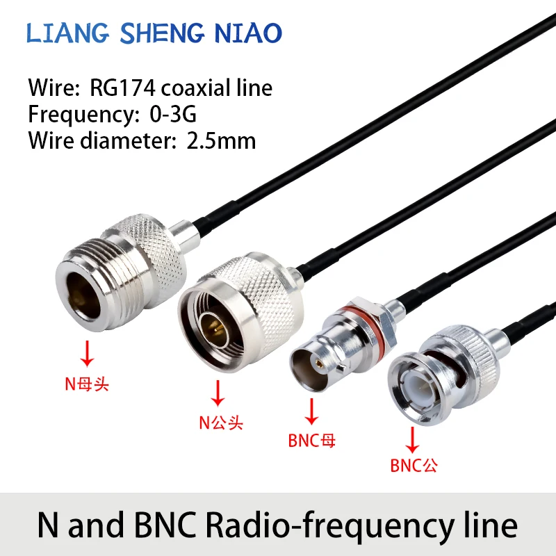 RG174 RF كابل محول N-to-BNC موصلات الذكور والإناث n-to-BNC هوائي إشارة اتصال كابل تمديد كابل