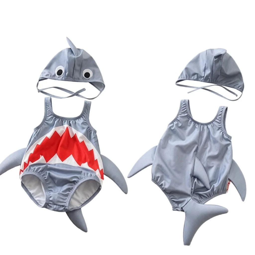 2Pcs Cartoon Baby One-piece Swimsuit, soft skin-friendly swimwear for toddler boys and girls, stylish water play gift set