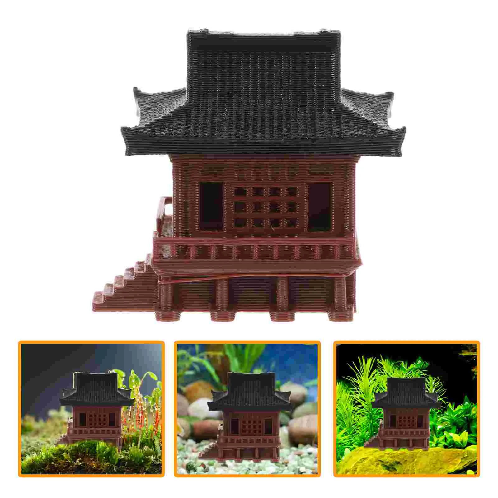 

Pavilion Decorations Aquarium Adornment Plants Ornament Vintage Model Simulation Statue Miniature Figurine
