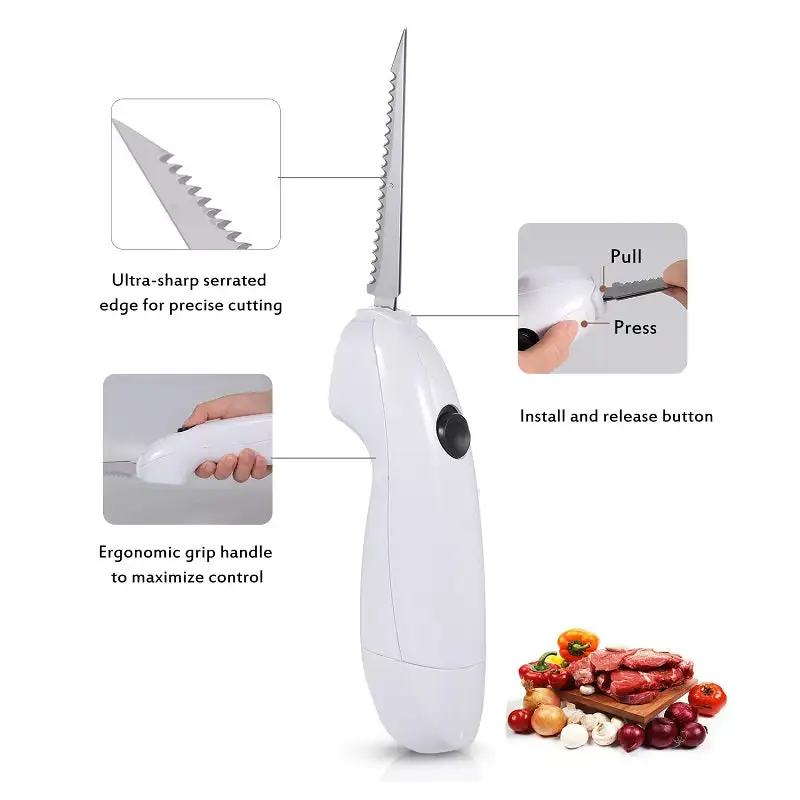 Kitchen Easy Cut Electric Cordless Cutting Tool Portable Rechargeable Stainless Steel Electric Steak Knife Household Products