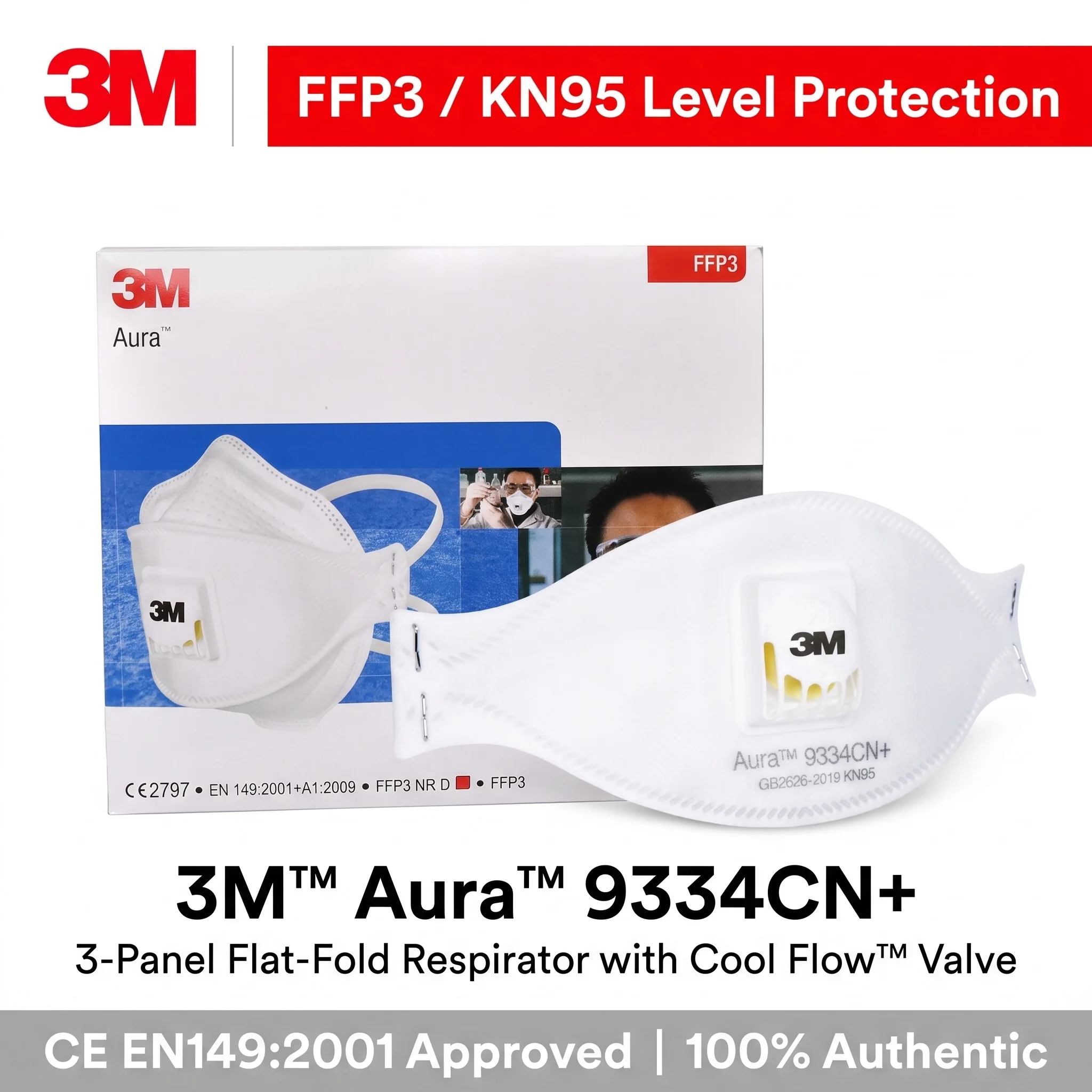 3M Aura 9334CN+ FFP3 KN95 Respirator Mask Cool Flow Valve CE Anti Dust Particle Industrial Protective Work Safety Mascarillas