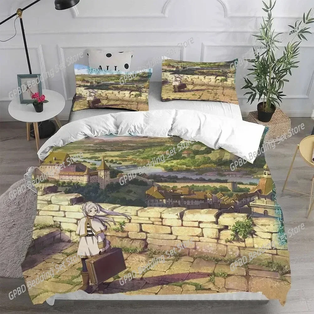 New Frieren Beyond Journey's End Comfortable Duvet Quilt Cover Pillowcase Bedding Set Children Bedroom Decoration Home Textile