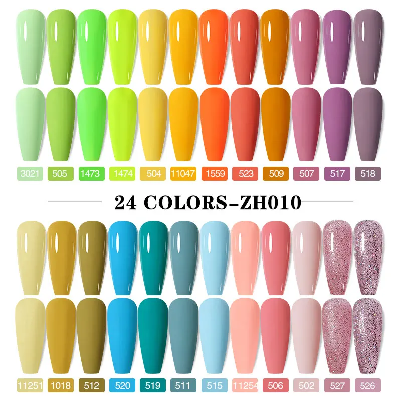 Arte Clavo 24pcs Gel Nail Polish Multi-Color Set 15ml Long Lasting UV Varnish Soak Off Gel Nail Art Hybrid Lacquers Set Base Top