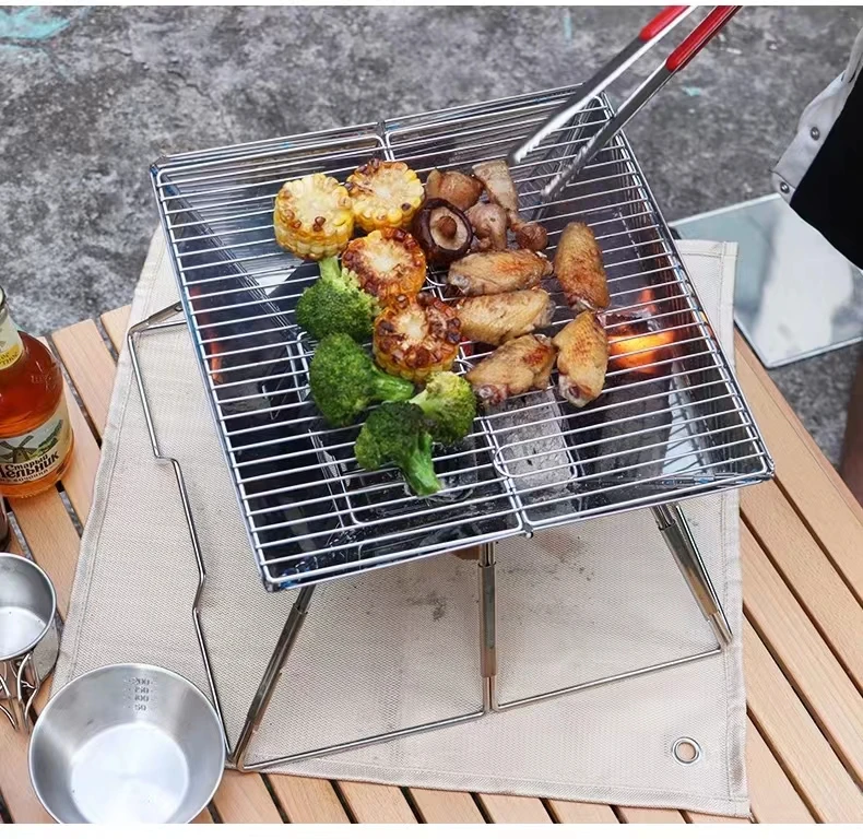 Grill Barbecue Picnic Cooking Barbecue Grill Outdoor Portable Folding Camping Baking Net Glamping Carbon Furnace