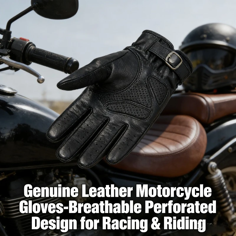 

Men's real mountain bike leather gloves non-slip sports driving outdoor riding goat skin cross-border