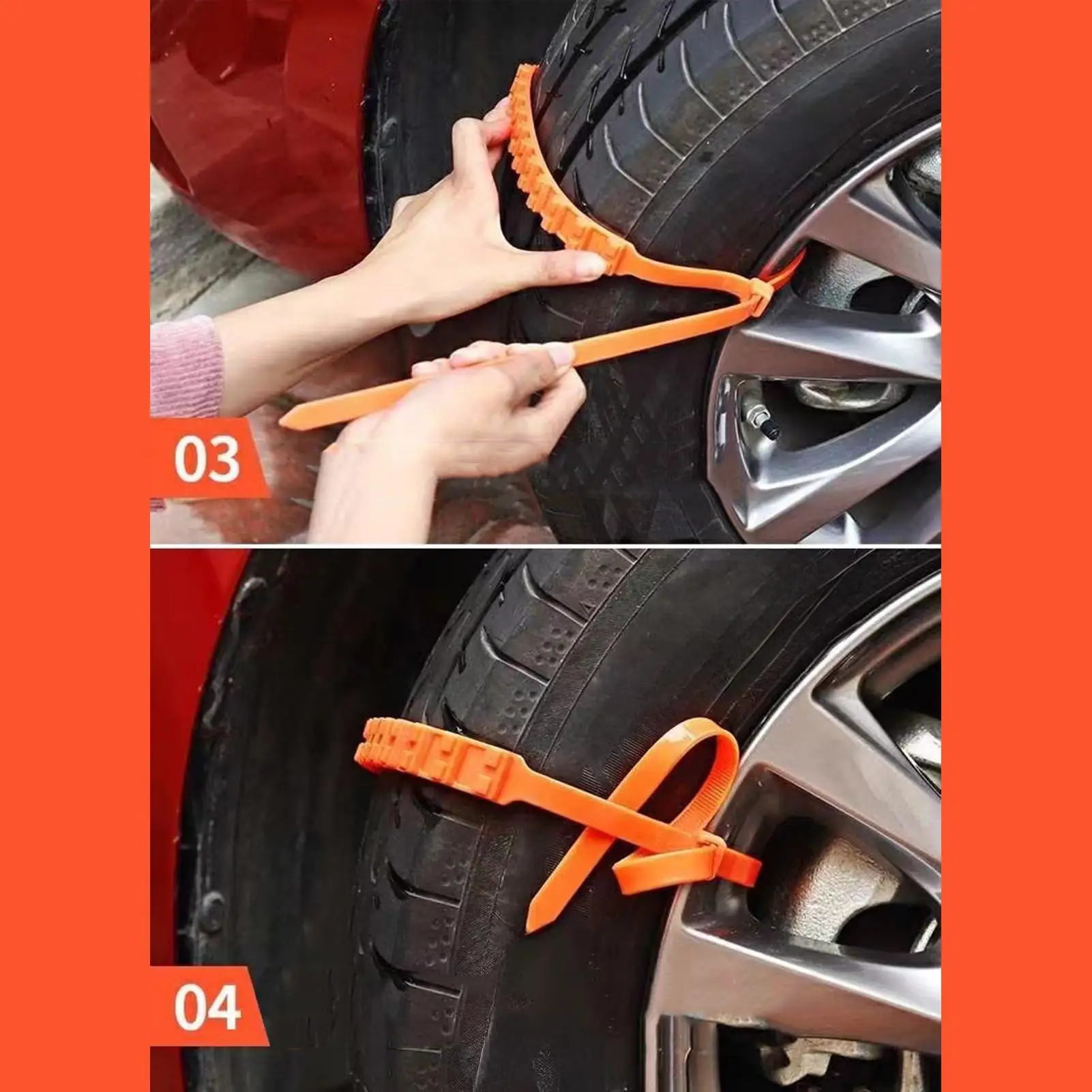Tire Zip Ties For Snow 40 Pieces Adjustable Wheel Cables Winter Wheels Belt For Winter Ice Muddy Roads Vehicles Trucks SUVs
