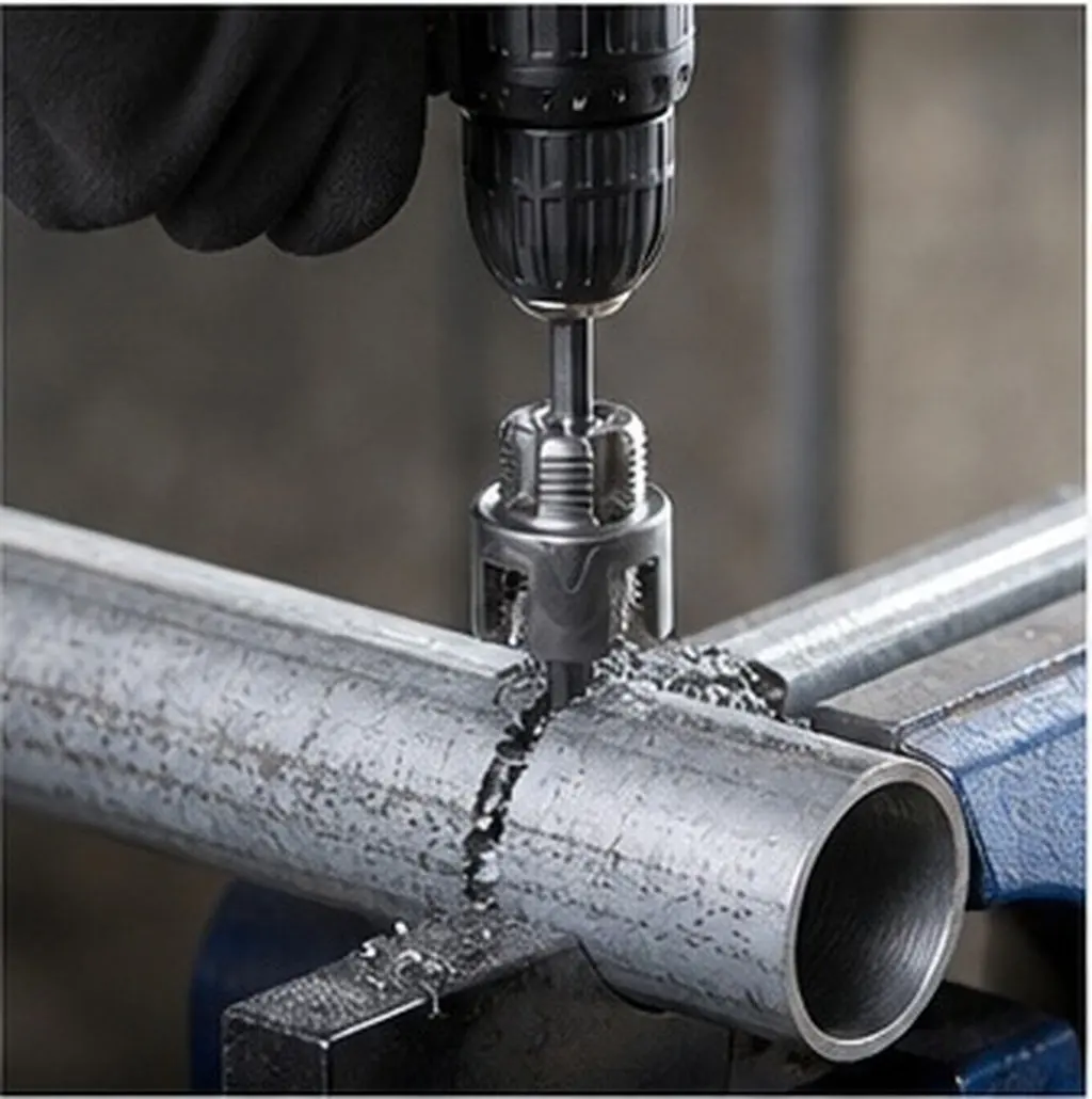 3Pcs Pipe Threader Tool Kit Electric Drill Compatible Threading Tool for PVC Metal Pipes Includes Internal External Thread