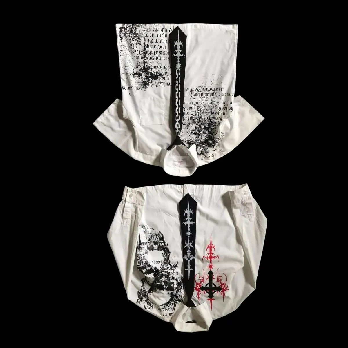 

New Retro Gothic T-Shirt Y2K White Long Sleeve Shirt Affliction Harajuku Men's Skull Holy Book Letter Print T-Shirt Fashion Top