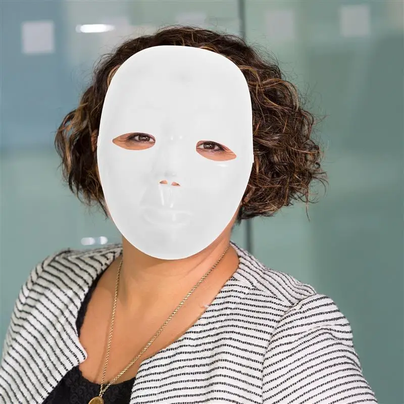 1pc White Plastic Human Face Mask Graffiti Blank Mask Halloween Party Mask Masquerade Prop Hand-Painted Mask Cosplay Accessory