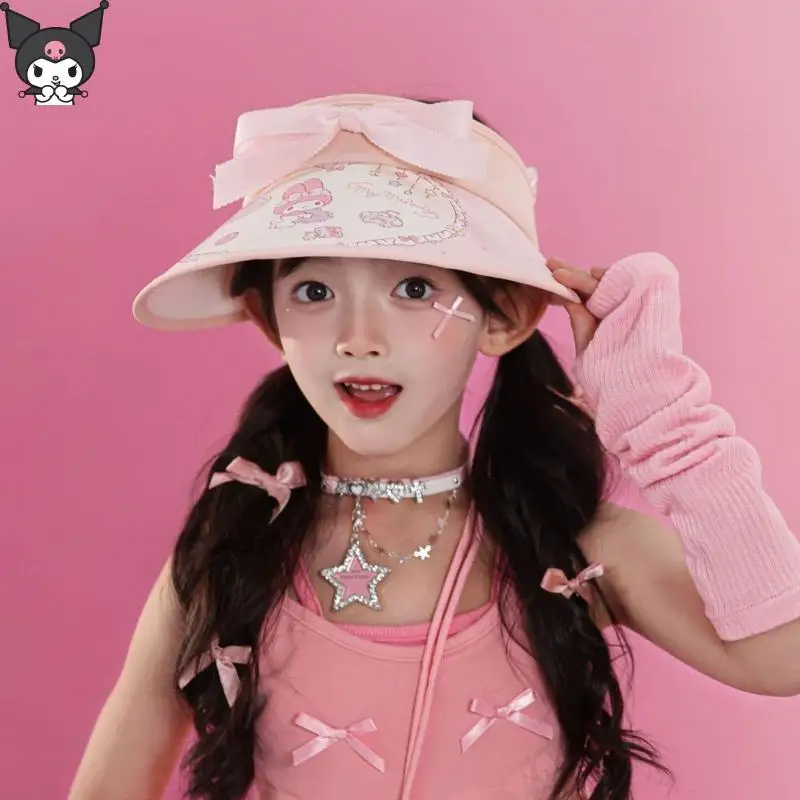الصيف الأطفال الكرتون سانريوس مرحبا كيتي كورومي واقية من الشمس قبعة لامعة كتلة خارج قبعة الشمس الطفل ظلة قبعة قبعة الشاطئ #2