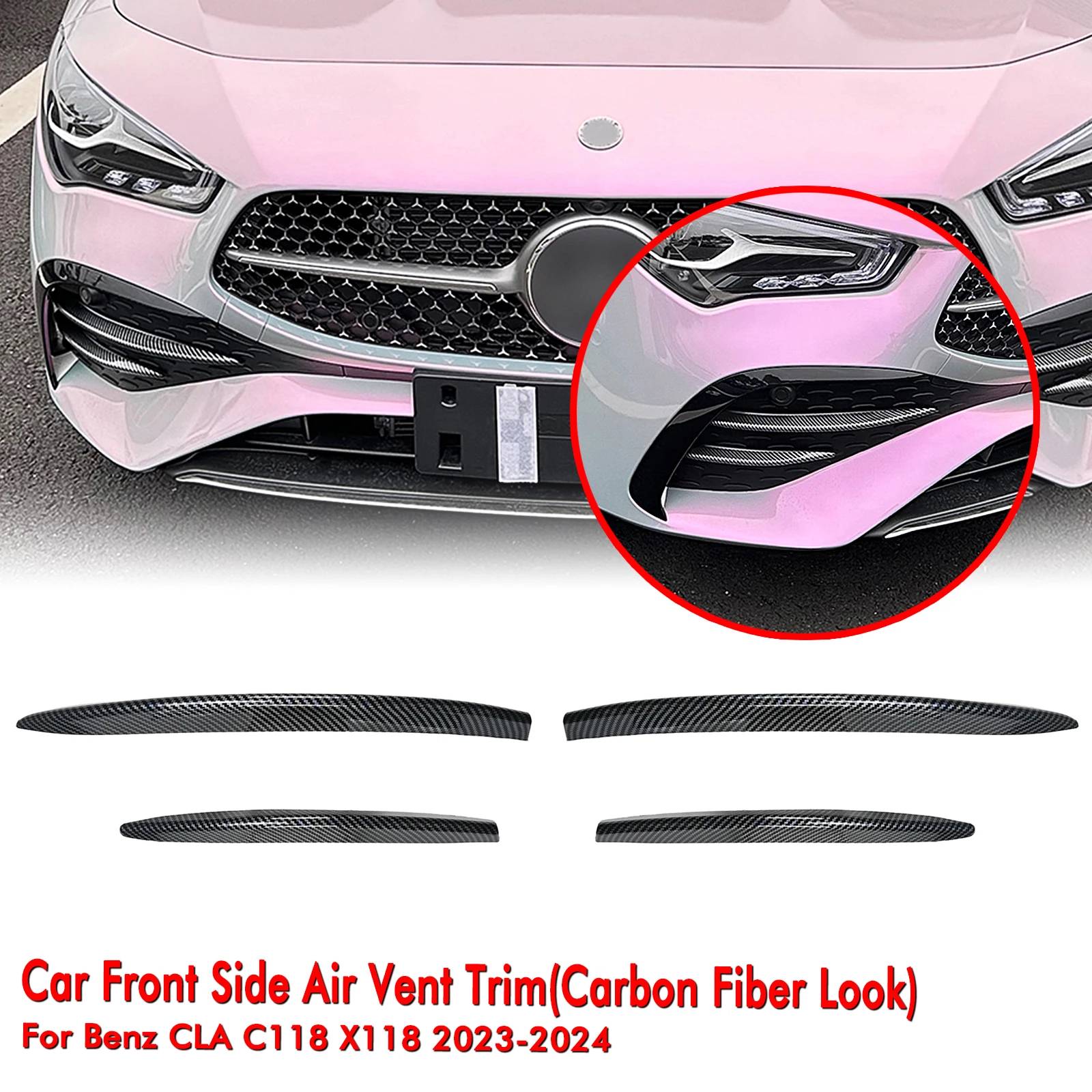 Car Front Bumper Side Air Vent Trim Intake Splitter Cover Lip For Mercedes Benz CLA Class C118 X118 AMG 2023-2024