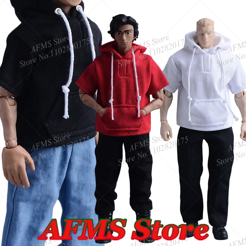 

1/12 Scale Collectible Figure Hooded Short Sleeved T-Shirt Street Boy Tops Fit 6Inch Men Soldier Action Figure Dolls
