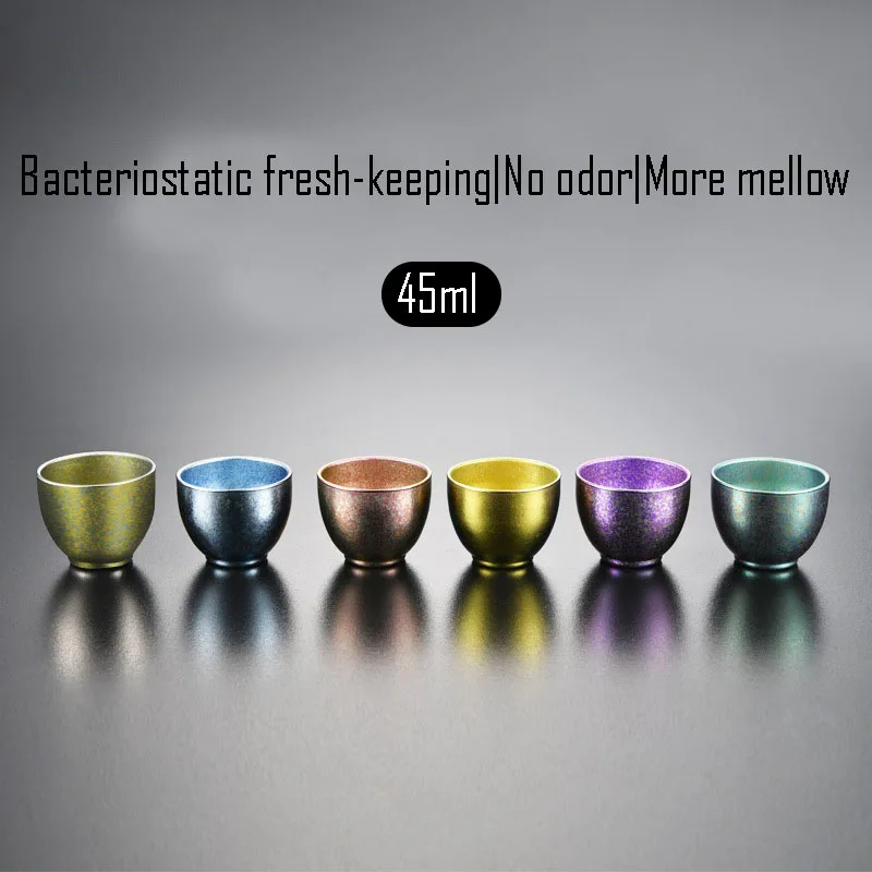 45ml Pure Titanium White Wine Mug,Double Layer,Insulated,Anti-hot,Mildew Proof,Kung Fu Tea Set,Drinkware,Portable Small Tea Cup