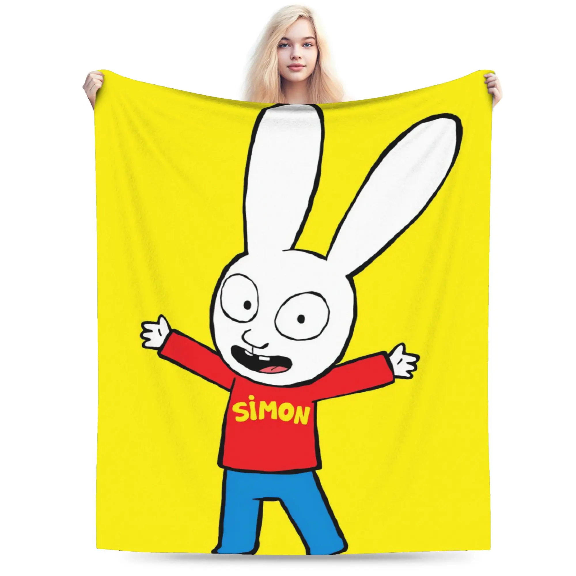 Simons Super Rabbit Flannel Blanket Winter  Super Soft Throw Blanket for Kids Adult Home Decor Fashion Bedspread Sofa Bed Cover
